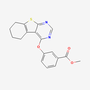 molecular formula C18H16N2O3S B5541551 3-(5,6,7,8-四氢[1]苯并噻吩并[2,3-d]嘧啶-4-氧基)苯甲酸甲酯 