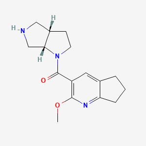 molecular formula C16H21N3O2 B5541556 3-[rel-(3aS,6aS)-hexahydropyrrolo[3,4-b]pyrrol-1(2H)-ylcarbonyl]-2-methoxy-6,7-dihydro-5H-cyclopenta[b]pyridine hydrochloride 