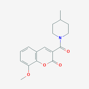 molecular formula C17H19NO4 B5541567 8-methoxy-3-[(4-methylpiperidin-1-yl)carbonyl]-2H-chromen-2-one 