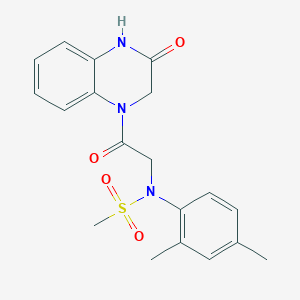 molecular formula C19H21N3O4S B5541574 N-(2,4-dimethylphenyl)-N-[2-oxo-2-(3-oxo-3,4-dihydro-1(2H)-quinoxalinyl)ethyl]methanesulfonamide 
