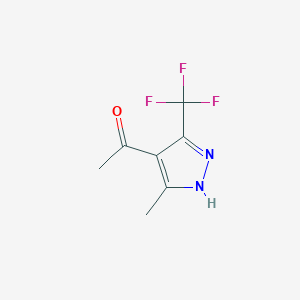 molecular formula C7H7F3N2O B5541579 1-[3-甲基-5-(三氟甲基)-1H-吡唑-4-基]乙酮 