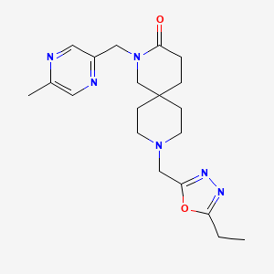 molecular formula C20H28N6O2 B5541585 9-[(5-ethyl-1,3,4-oxadiazol-2-yl)methyl]-2-[(5-methylpyrazin-2-yl)methyl]-2,9-diazaspiro[5.5]undecan-3-one 