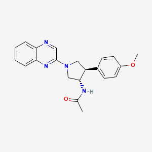 molecular formula C21H22N4O2 B5541600 N-[(3S*,4R*)-4-(4-methoxyphenyl)-1-(2-quinoxalinyl)-3-pyrrolidinyl]acetamide 