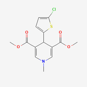 molecular formula C14H14ClNO4S B5541613 dimethyl 4-(5-chloro-2-thienyl)-1-methyl-1,4-dihydro-3,5-pyridinedicarboxylate 