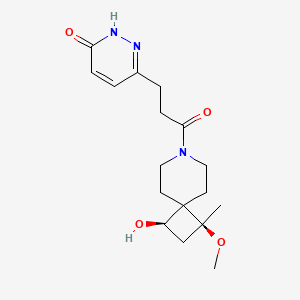 molecular formula C17H25N3O4 B5541621 6-{3-[(1S*,3R*)-3-hydroxy-1-methoxy-1-methyl-7-azaspiro[3.5]non-7-yl]-3-oxopropyl}-3(2H)-pyridazinone 