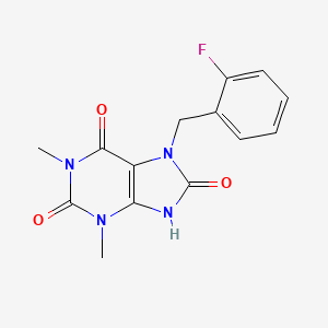 molecular formula C14H13FN4O3 B5541724 7-(2-氟苄基)-8-羟基-1,3-二甲基-3,7-二氢-1H-嘌呤-2,6-二酮 