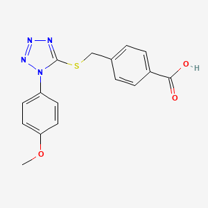molecular formula C16H14N4O3S B5541742 4-({[1-(4-甲氧基苯基)-1H-四唑-5-基]硫代}甲基)苯甲酸 