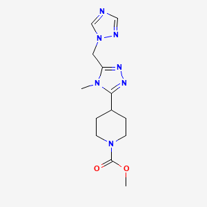 molecular formula C13H19N7O2 B5541753 methyl 4-[4-methyl-5-(1H-1,2,4-triazol-1-ylmethyl)-4H-1,2,4-triazol-3-yl]piperidine-1-carboxylate 