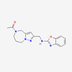 molecular formula C17H19N5O2 B5541760 N-[(5-acetyl-5,6,7,8-tetrahydro-4H-pyrazolo[1,5-a][1,4]diazepin-2-yl)methyl]-1,3-benzoxazol-2-amine 