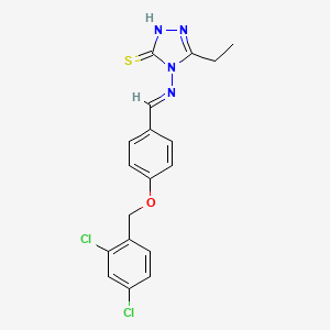 molecular formula C18H16Cl2N4OS B5541766 4-({4-[(2,4-dichlorobenzyl)oxy]benzylidene}amino)-5-ethyl-4H-1,2,4-triazole-3-thiol 