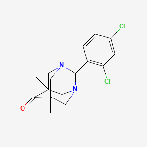 molecular formula C16H18Cl2N2O B5541780 2-(2,4-dichlorophenyl)-5,7-dimethyl-1,3-diazatricyclo[3.3.1.1~3,7~]decan-6-one 