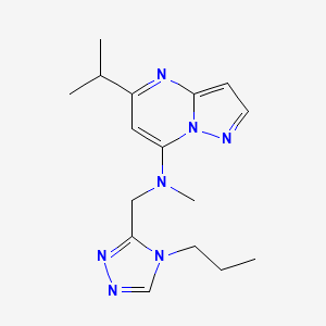 molecular formula C16H23N7 B5541801 5-isopropyl-N-methyl-N-[(4-propyl-4H-1,2,4-triazol-3-yl)methyl]pyrazolo[1,5-a]pyrimidin-7-amine 