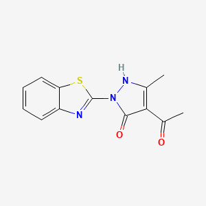 molecular formula C13H11N3O2S B5541839 2-(1,3-benzothiazol-2-yl)-4-(1-hydroxyethylidene)-5-methyl-2,4-dihydro-3H-pyrazol-3-one 