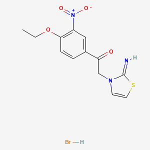 molecular formula C13H14BrN3O4S B5541846 1-(4-ethoxy-3-nitrophenyl)-2-(2-imino-1,3-thiazol-3(2H)-yl)ethanone hydrobromide 