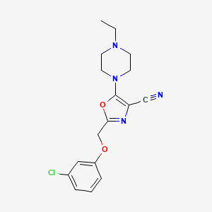 molecular formula C17H19ClN4O2 B5541855 2-[(3-氯苯氧基)甲基]-5-(4-乙基-1-哌嗪基)-1,3-恶唑-4-腈 
