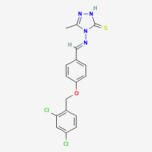 molecular formula C17H14Cl2N4OS B5541863 4-({4-[(2,4-dichlorobenzyl)oxy]benzylidene}amino)-5-methyl-4H-1,2,4-triazole-3-thiol 