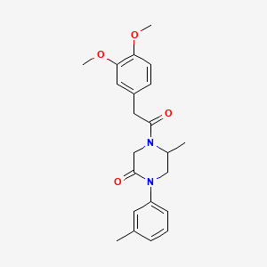 molecular formula C22H26N2O4 B5541896 4-[(3,4-dimethoxyphenyl)acetyl]-5-methyl-1-(3-methylphenyl)-2-piperazinone 