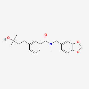 molecular formula C21H25NO4 B5541913 N-(1,3-benzodioxol-5-ylmethyl)-3-(3-hydroxy-3-methylbutyl)-N-methylbenzamide 