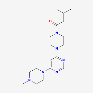 molecular formula C18H30N6O B5541921 4-[4-(3-methylbutanoyl)-1-piperazinyl]-6-(4-methyl-1-piperazinyl)pyrimidine 