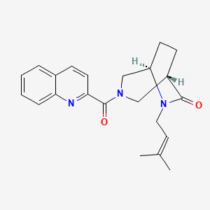 molecular formula C22H25N3O2 B5541944 (1S*,5R*)-6-(3-methyl-2-buten-1-yl)-3-(2-quinolinylcarbonyl)-3,6-diazabicyclo[3.2.2]nonan-7-one 