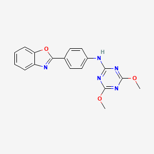 molecular formula C18H15N5O3 B5542007 N-[4-(1,3-苯并噁唑-2-基)苯基]-4,6-二甲氧基-1,3,5-三嗪-2-胺 