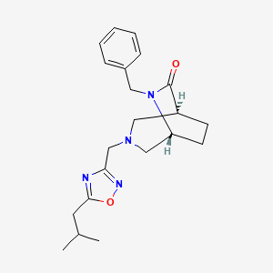 molecular formula C21H28N4O2 B5542017 (1S*,5R*)-6-benzyl-3-[(5-isobutyl-1,2,4-oxadiazol-3-yl)methyl]-3,6-diazabicyclo[3.2.2]nonan-7-one 