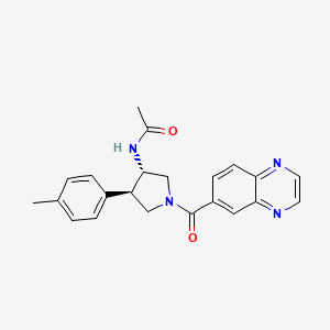 molecular formula C22H22N4O2 B5542050 N-[(3S*,4R*)-4-(4-methylphenyl)-1-(6-quinoxalinylcarbonyl)-3-pyrrolidinyl]acetamide 