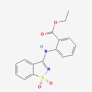 molecular formula C16H14N2O4S B5542063 ethyl 2-[(1,1-dioxido-1,2-benzisothiazol-3-yl)amino]benzoate 