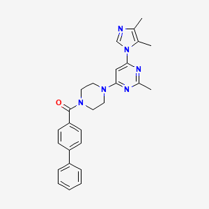 molecular formula C27H28N6O B5542068 4-[4-(4-联苯甲酰基)-1-哌嗪基]-6-(4,5-二甲基-1H-咪唑-1-基)-2-甲基嘧啶 