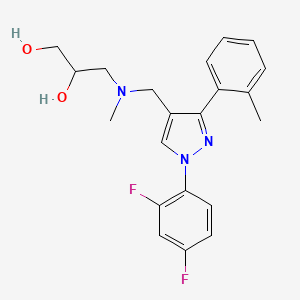molecular formula C21H23F2N3O2 B5542076 3-[{[1-(2,4-difluorophenyl)-3-(2-methylphenyl)-1H-pyrazol-4-yl]methyl}(methyl)amino]-1,2-propanediol 
