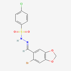 molecular formula C14H10BrClN2O4S B5542102 N'-[(6-bromo-1,3-benzodioxol-5-yl)methylene]-4-chlorobenzenesulfonohydrazide 