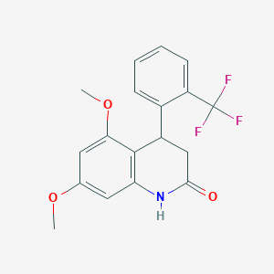 molecular formula C18H16F3NO3 B5542117 5,7-dimethoxy-4-[2-(trifluoromethyl)phenyl]-3,4-dihydro-2(1H)-quinolinone 