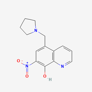 molecular formula C14H15N3O3 B5542150 7-硝基-5-(1-吡咯烷基甲基)-8-喹啉醇 