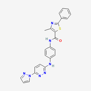 molecular formula C24H19N7OS B5542161 4-methyl-2-phenyl-N-(4-{[6-(1H-pyrazol-1-yl)-3-pyridazinyl]amino}phenyl)-1,3-thiazole-5-carboxamide 