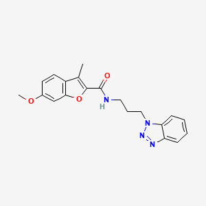 molecular formula C20H20N4O3 B5542170 N-[3-(1H-1,2,3-benzotriazol-1-yl)propyl]-6-methoxy-3-methyl-1-benzofuran-2-carboxamide 