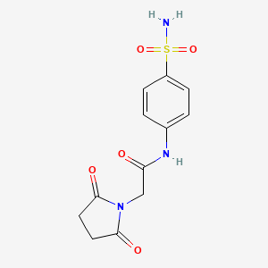 molecular formula C12H13N3O5S B5542269 N-[4-(aminosulfonyl)phenyl]-2-(2,5-dioxo-1-pyrrolidinyl)acetamide 