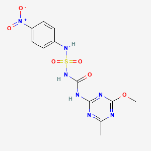 molecular formula C12H13N7O6S B5542321 N-{[(4-甲氧基-6-甲基-1,3,5-三嗪-2-基)氨基]羰基}-N'-(4-硝基苯基)磺酰胺 