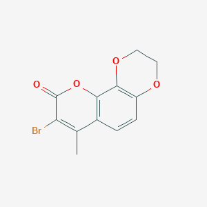 molecular formula C12H9BrO4 B5542346 8-溴-7-甲基-2,3-二氢-9H-[1,4]二氧杂环[2,3-h]色烯-9-酮 