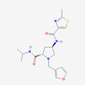 molecular formula C18H24N4O3S B5542354 (4R)-1-(3-呋喃基甲基)-N-异丙基-4-{[(2-甲基-1,3-噻唑-4-基)羰基]氨基}-L-脯氨酰胺 