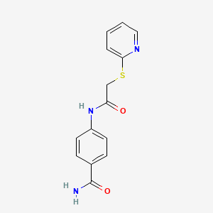 molecular formula C14H13N3O2S B5542382 4-{[(2-吡啶硫基)乙酰基]氨基}苯甲酰胺 