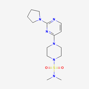 molecular formula C14H24N6O2S B5542394 N,N-二甲基-4-[2-(1-吡咯烷基)-4-嘧啶基]-1-哌嗪磺酰胺 