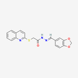 molecular formula C19H15N3O3S B5542423 N'-(1,3-苯并二氧杂环-5-亚甲基)-2-(2-喹啉硫基)乙酰肼 