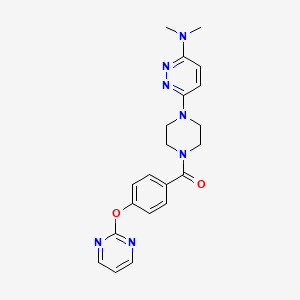molecular formula C21H23N7O2 B5542434 N,N-dimethyl-6-{4-[4-(2-pyrimidinyloxy)benzoyl]-1-piperazinyl}-3-pyridazinamine 