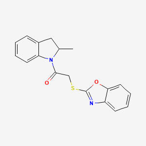 molecular formula C18H16N2O2S B5542442 2-{[2-(2-methyl-2,3-dihydro-1H-indol-1-yl)-2-oxoethyl]thio}-1,3-benzoxazole 
