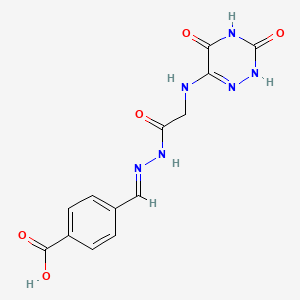 molecular formula C13H12N6O5 B5542456 4-(2-{[(3,5-dioxo-2,3,4,5-tetrahydro-1,2,4-triazin-6-yl)amino]acetyl}carbonohydrazonoyl)benzoic acid 
