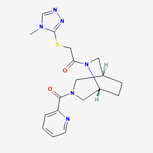 molecular formula C18H22N6O2S B5542465 (1S*,5R*)-6-{[(4-methyl-4H-1,2,4-triazol-3-yl)thio]acetyl}-3-(pyridin-2-ylcarbonyl)-3,6-diazabicyclo[3.2.2]nonane 