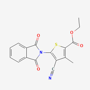 molecular formula C17H12N2O4S B5542477 4-氰基-5-(1,3-二氧代-1,3-二氢-2H-苯并吲哚-2-基)-3-甲基-2-噻吩甲酸乙酯 