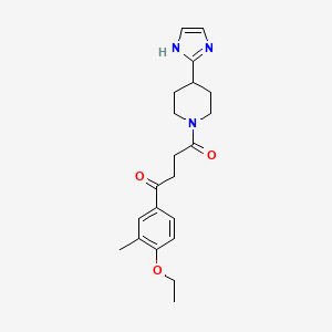 molecular formula C21H27N3O3 B5542501 1-(4-ethoxy-3-methylphenyl)-4-[4-(1H-imidazol-2-yl)-1-piperidinyl]-4-oxo-1-butanone 