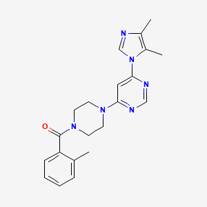 molecular formula C21H24N6O B5542508 4-(4,5-二甲基-1H-咪唑-1-基)-6-[4-(2-甲基苯甲酰)-1-哌嗪基]嘧啶 