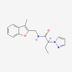 molecular formula C17H19N3O2 B5542553 N-[(3-甲基-1-苯并呋喃-2-基)甲基]-2-(1H-吡唑-1-基)丁酰胺 